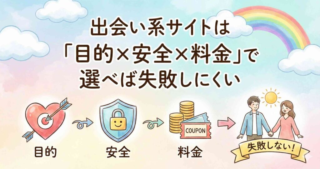 出会い系サイトは「目的×安全×料金」で選べば失敗しにくい