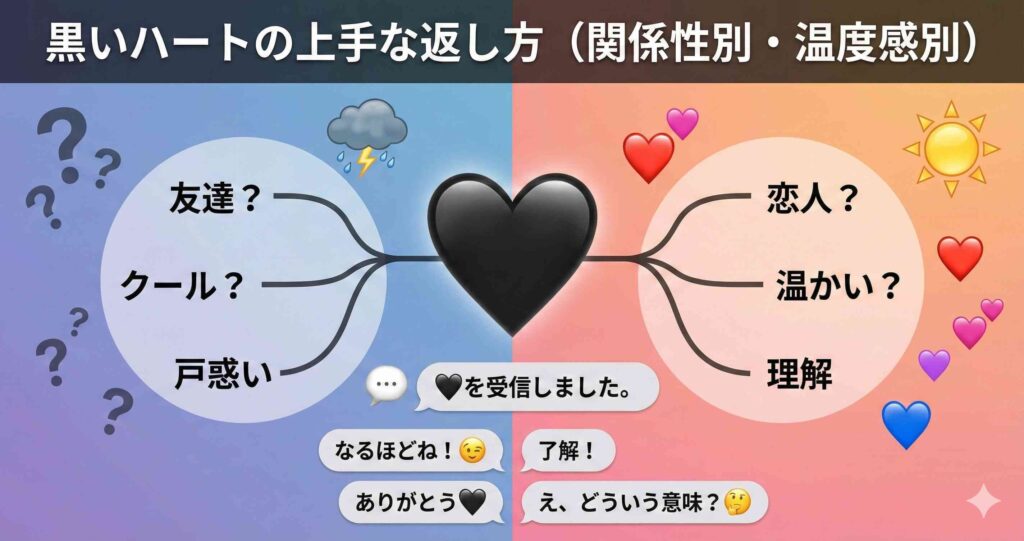 黒いハートの上手な返し方(関係性別・温度感別)