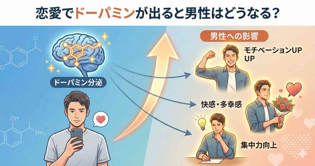 恋愛でドーパミンが出ると男性はどうなる?