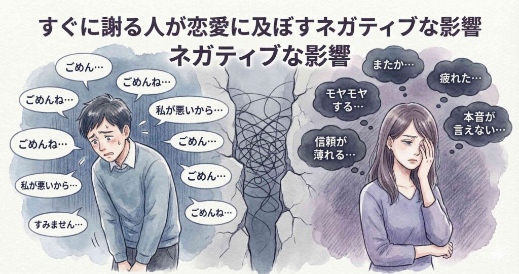 すぐに謝る人が恋愛に及ぼすネガティブな影響