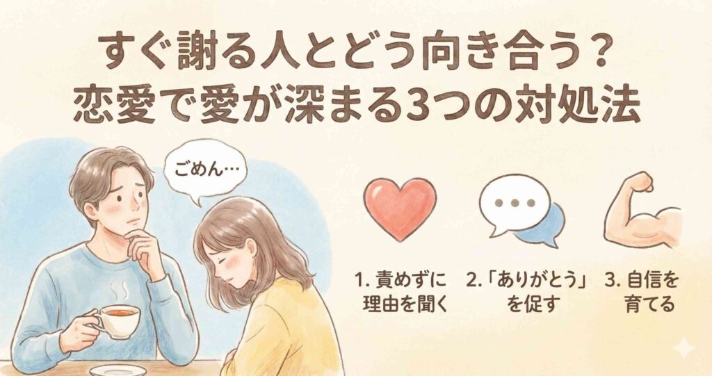 すぐ謝る人とどう向き合う?恋愛で愛が深まる3つの対処法