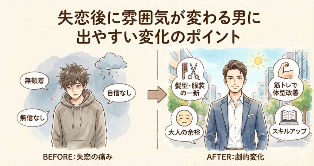失恋後に雰囲気が変わる男に出やすい変化のポイント