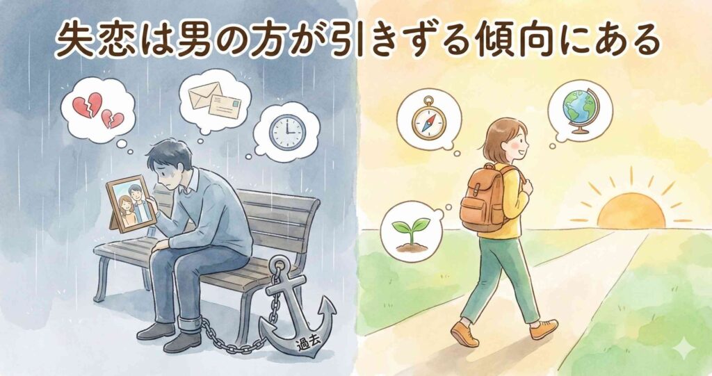失恋は男の方が引きずる傾向にある