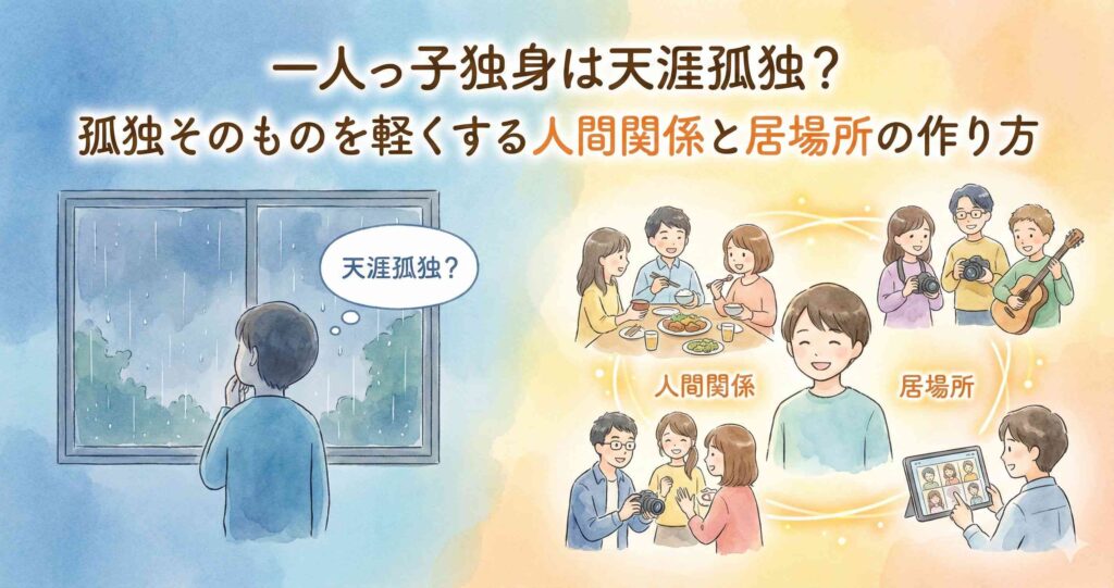 一人っ子独身は天涯孤独?孤独そのものを軽くする人間関係と居場所の作り方