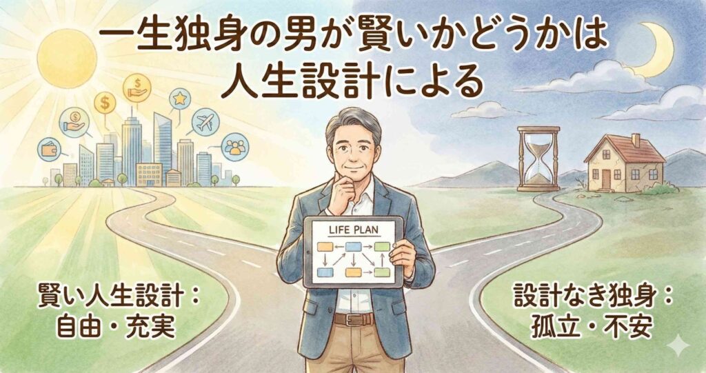 一生独身の男が賢いかどうかは人生設計による