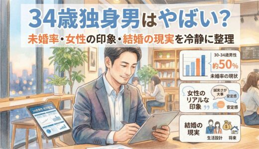 34歳独身男はやばい？未婚率・女性からの印象・結婚の現実を冷静に整理
