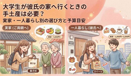 大学生が彼氏の家へ行くときの手土産は必要？実家・一人暮らし別の選び方と予算目安